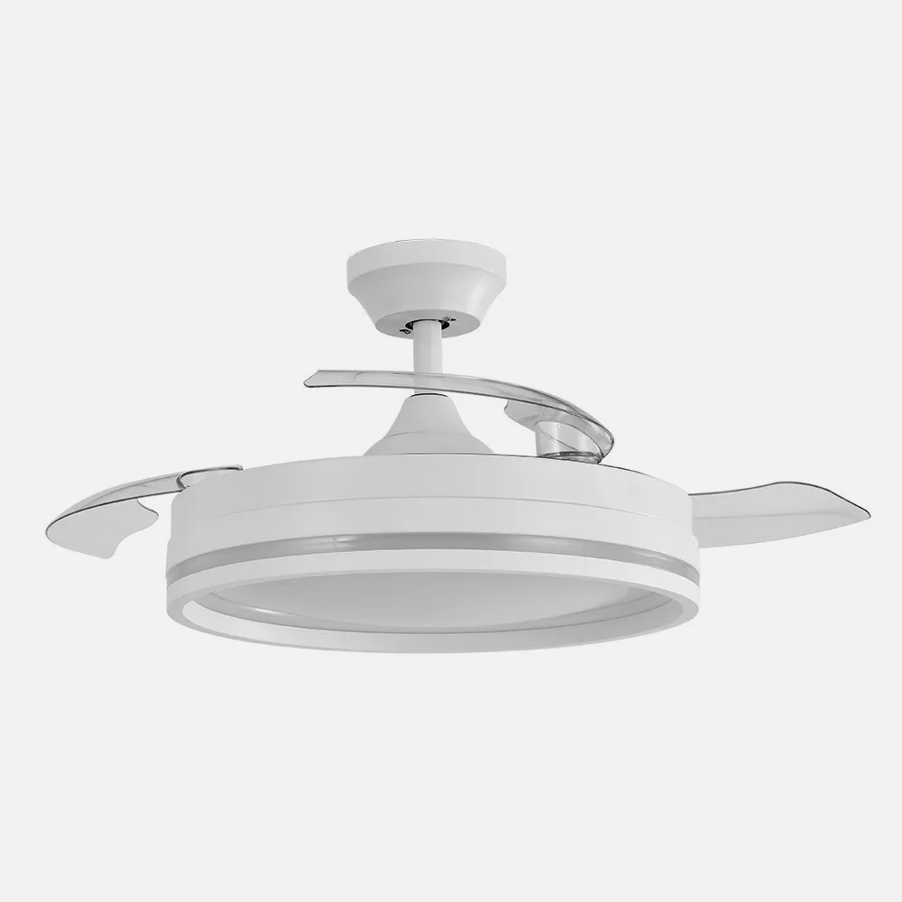 Ventilador Dc Cerrato Blanco 72w 3aspas Desplegables 107d 7200lm 6vel 3000k,4500k,6000k, Remoto+temporizador+memoria