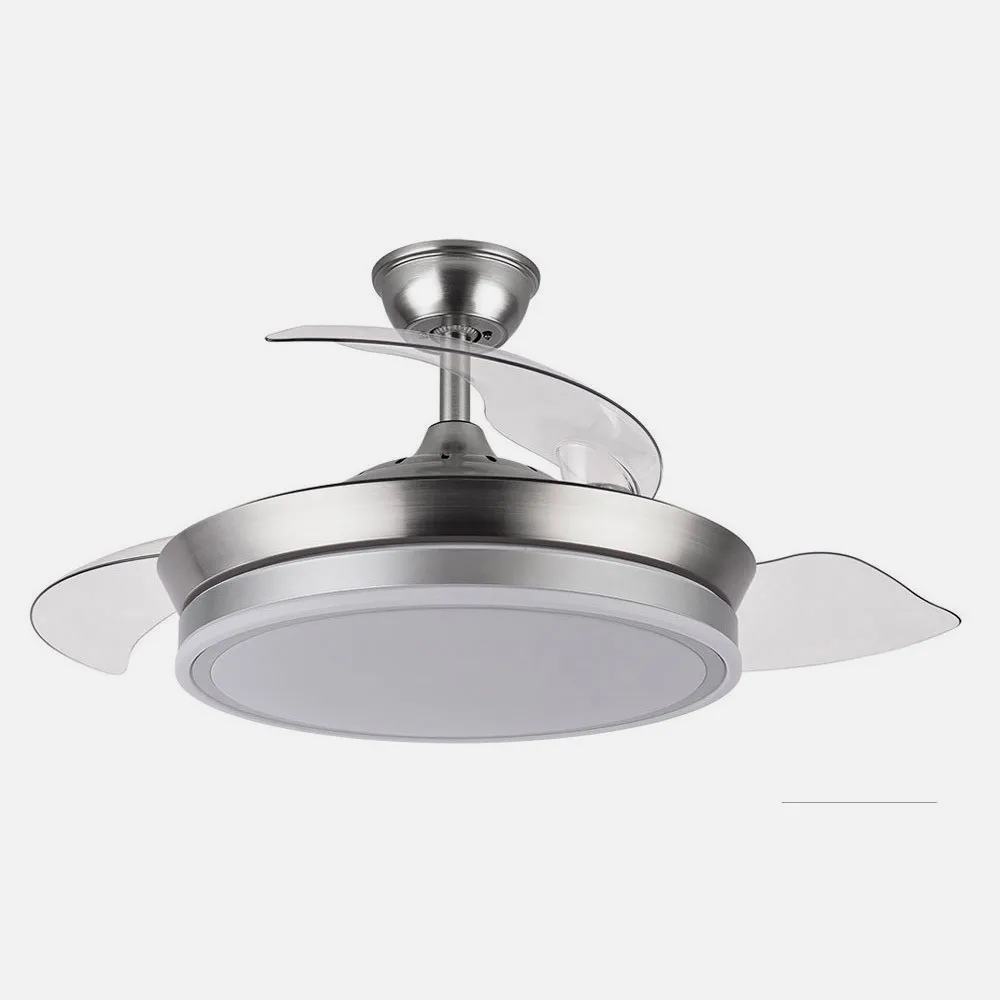Ventilador Dc Bayomo Niquel 72w 6120lm 91d 3asp.desplegables 3000-4000-6000k Remoto, Temporizador, Memoria