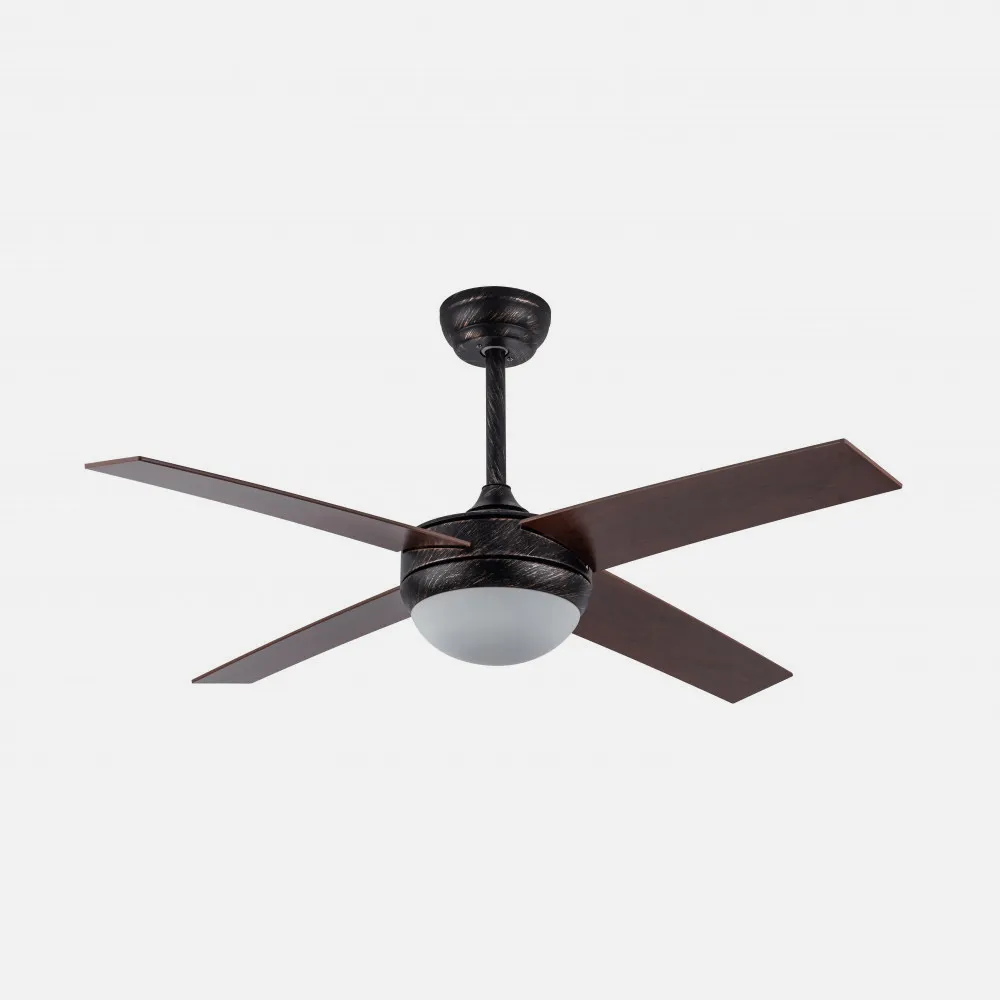 Dc Ciro 2xe27 Brown Rustic Brown 4 Blades Rev. Cherry/walnut 35/45x116,8d Ventilador Remoto e Timer Fan