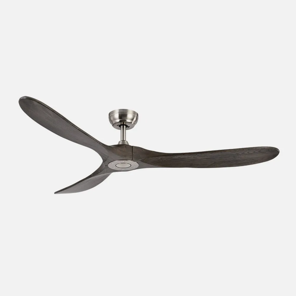 Ventilador Dc Marin Niquel 3 Aspas Roble Sin Luz 6 Velocidades Remoto Temporizador 152d 24