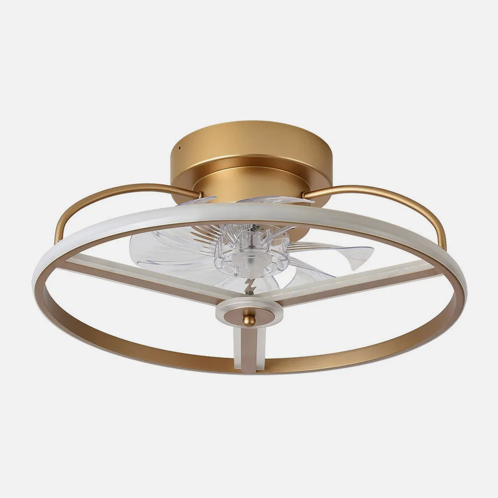 Ventilador 60w Dc Bora Dorado 8 Aspas Transp.21x50x50cm 6 Vel. 3 Colores C/remoto, Memoria, Temporizador Y Reg.Intensidad 5100lm