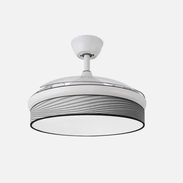 Ventilador Dc Moda 72w Blanco/surco Gris 91d 3aspas 7200lm 3000-4000-6000k Remoto+ Memoria+ Temporizador