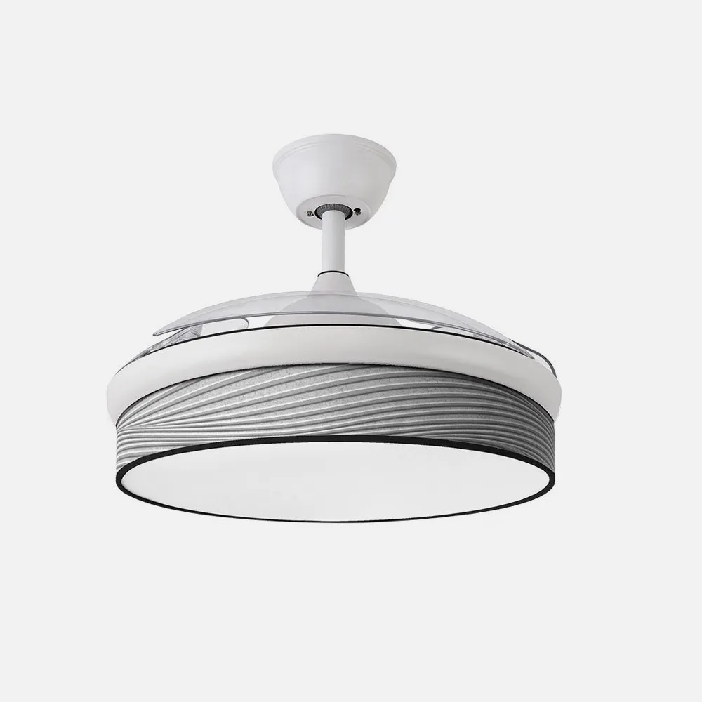 Ventilador Dc Moda 72w Blanco/surco Gris 91d 3aspas 7200lm 3000-4000-6000k Remoto+ Memoria+ Temporizador
