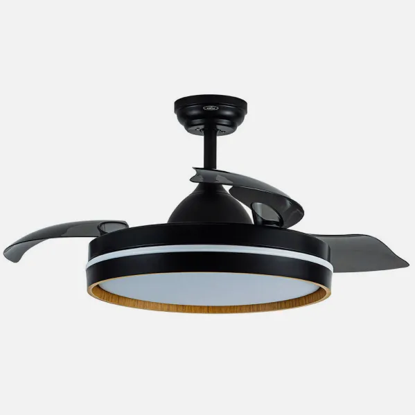 Ventilador Dc Nalon 72w Negro/madera Oscura 3aspas109d 7200lm 3000k,4500k,6000k Remoto+memoria+temporizador