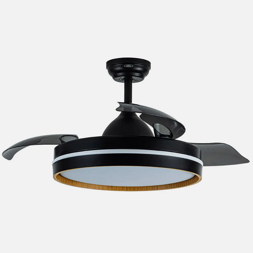 Ventilador Dc Nalon 72w Negro/madera Oscura 3aspas109d 7200lm 3000k,4500k,6000k Remoto+memoria+temporizador