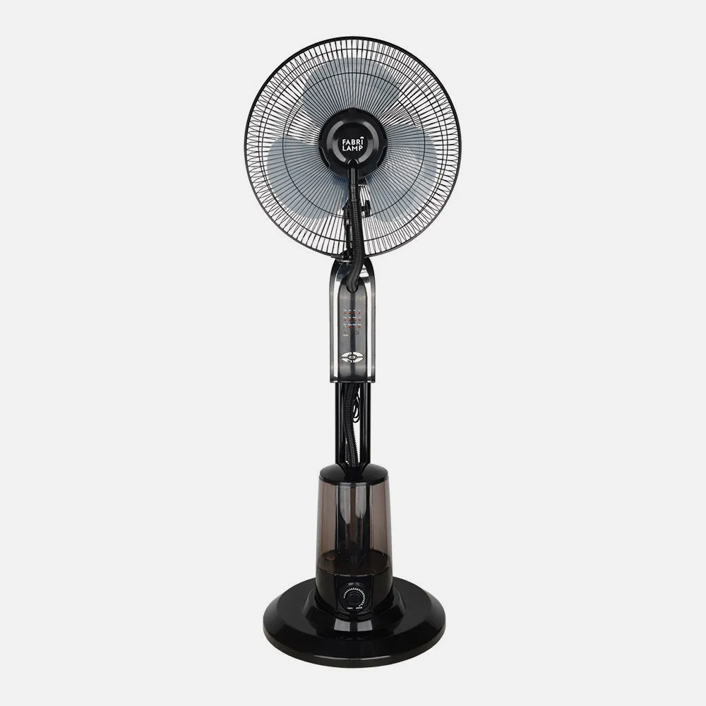 Ventilador De Pie Tromba Negro 3 Vel 80w Nebulizador  Tanque De Agua 3L C/remoto Y Temporizador 120x45x40 Cm