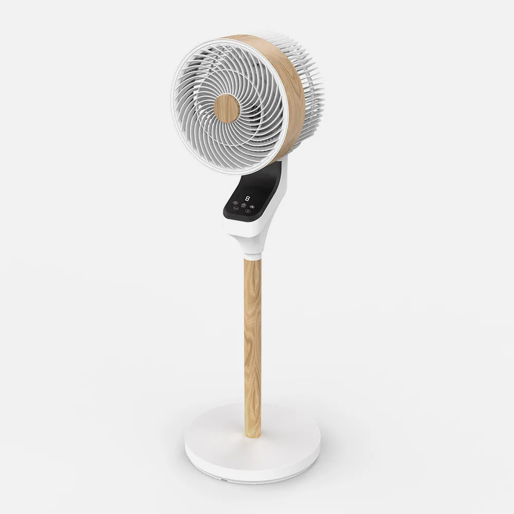 Ventilador Pie Bizancio Blanco/haya 50w 3velocidades 95x30x30 Oscilante,tactil Display,remoto,temporizador