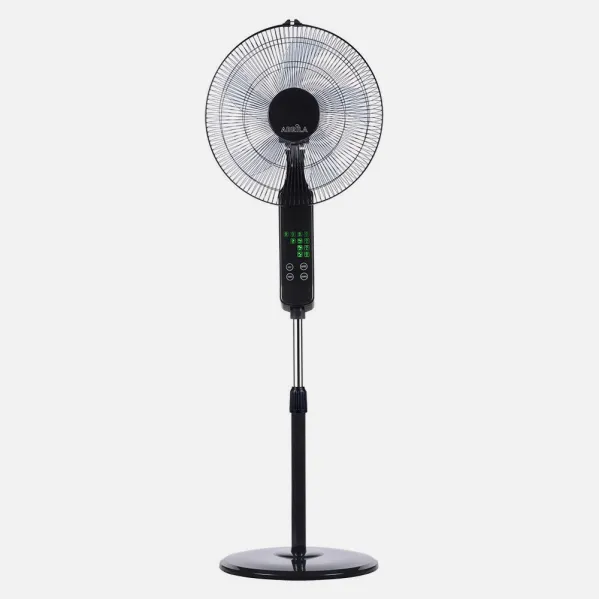 Ventilador De Pie Rodium Negro 3vel 45w Regx43x40cm  Oscilante 5asp.tactil C/remoto Y Temporizador