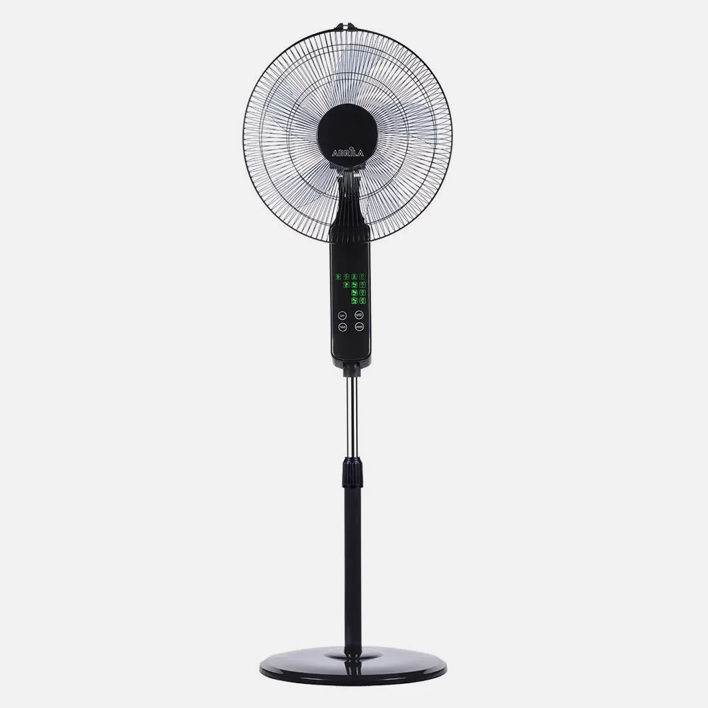Ventilador De Pie Rodium Negro 3vel 45w Regx43x40cm  Oscilante 5asp.tactil C/remoto Y Temporizador