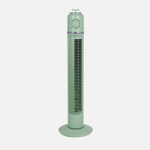 Ventilador Torre Huracan Verde 45w 3velocidades Temporizador  Fijo Y Rotatorio 75x22x22cm