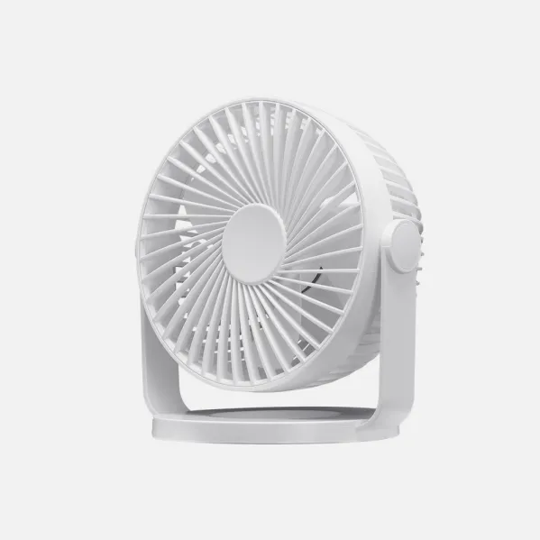 Miniventilador Sobremesa Bretaña Blanco 5w 3+1velocidades Recargable Alimentacion Usb Orientable 5aspas 17x15x11,5cm