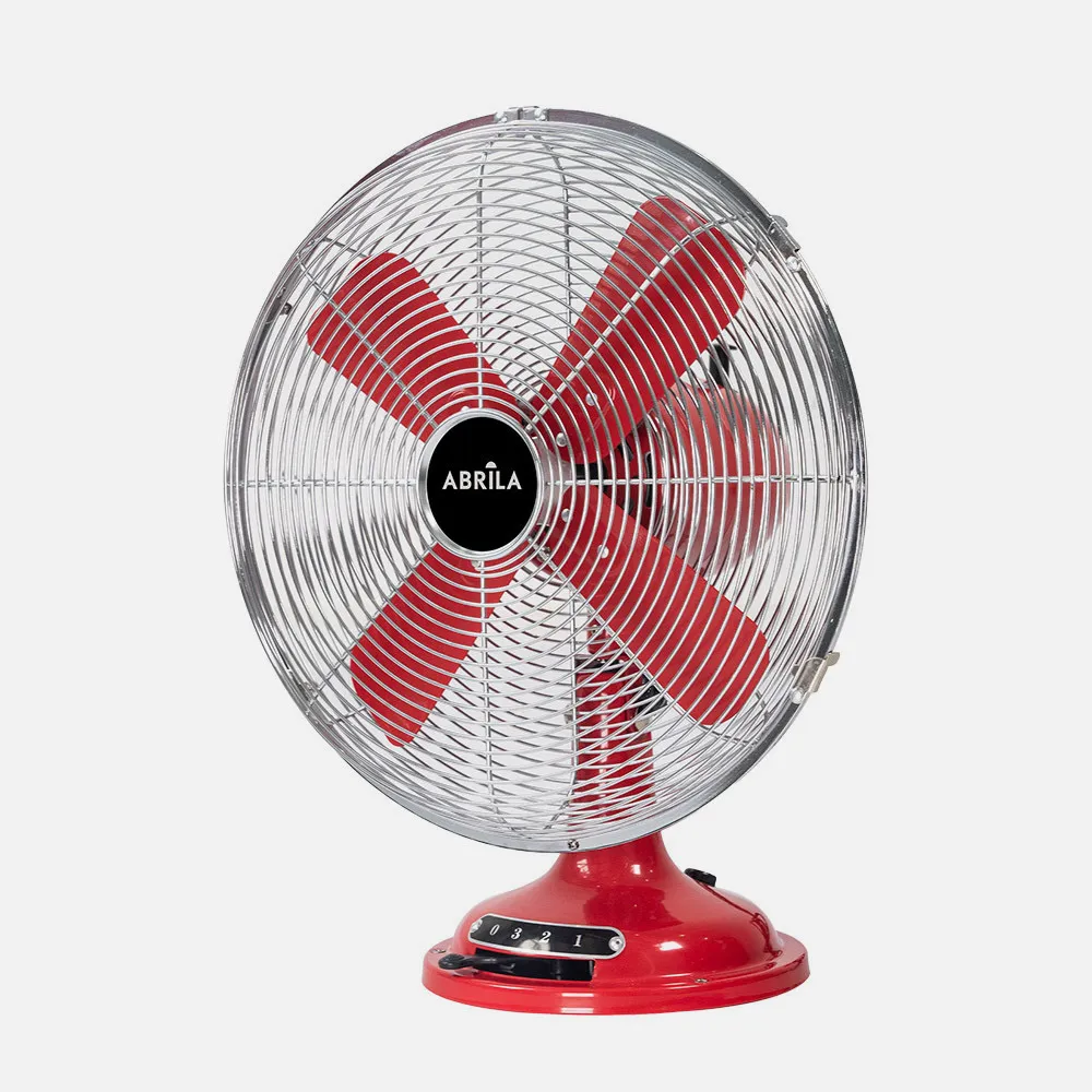 Ventilador Sobremesa Capitolio Rojo/cromo 37w 3velocidades 4asp Fijo Y Rotatorio 42x35x27cm