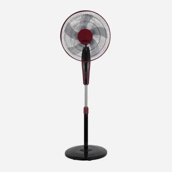 Ventilador De Pie Borlon Negro/burdeos 3 Vel.55w 5x2 aspas Orientable+ Remoto+ Temporizador Regx43x40 Cm