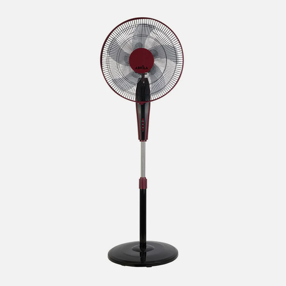 Ventilador De Pie Borlon Negro/burdeos 3 Vel.55w 5x2 aspas Orientable+ Remoto+ Temporizador Regx43x40 Cm