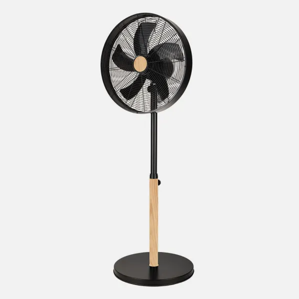 Ventilador De Pie Falcon Negro/haya 3vel.50w.5aspas Oscilante Y Rotatorio Regx45x37cm