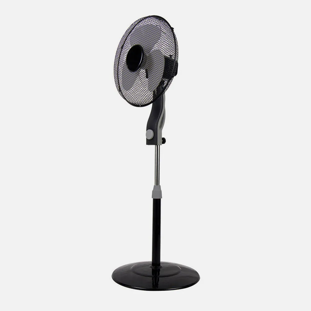 Ventilador De Pie Magico Negr/gris 3 Vel.45w 3aspas Orientable Fijo Y Rotatorio Regx41x41 Cm