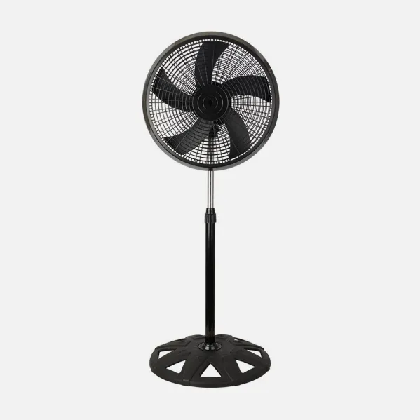 Ventilador De Pie Agudo Negro 3 Vel.65w 5 Aspas Oscilante Y Rotatorio Regx50x50cm