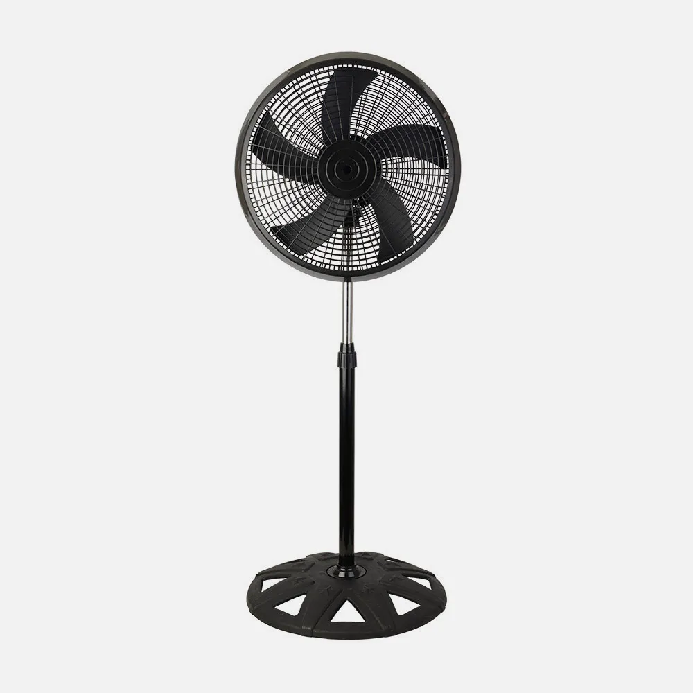 Ventilador De Pie Agudo Negro 3 Vel.65w 5 Aspas Oscilante Y Rotatorio Regx50x50cm
