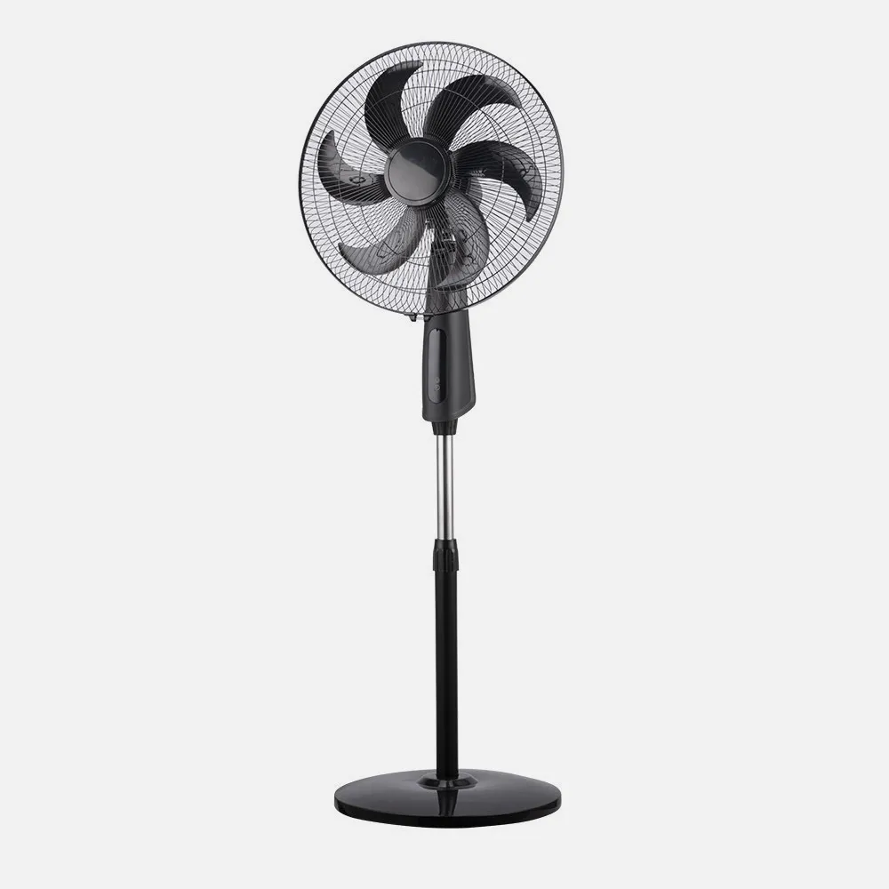 Ventilador De Pie Tolon Negro 3 Vel.85w 6aspas Remoto Temporizador 3modos De Aire Regx50x43 Cm