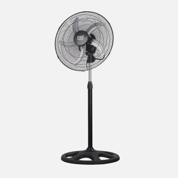Ventilador De Pie Reforzado Negro 3 Vel. 75W 5 Aspas Aluminio Plata Giro 360 Regx50x50 Cm