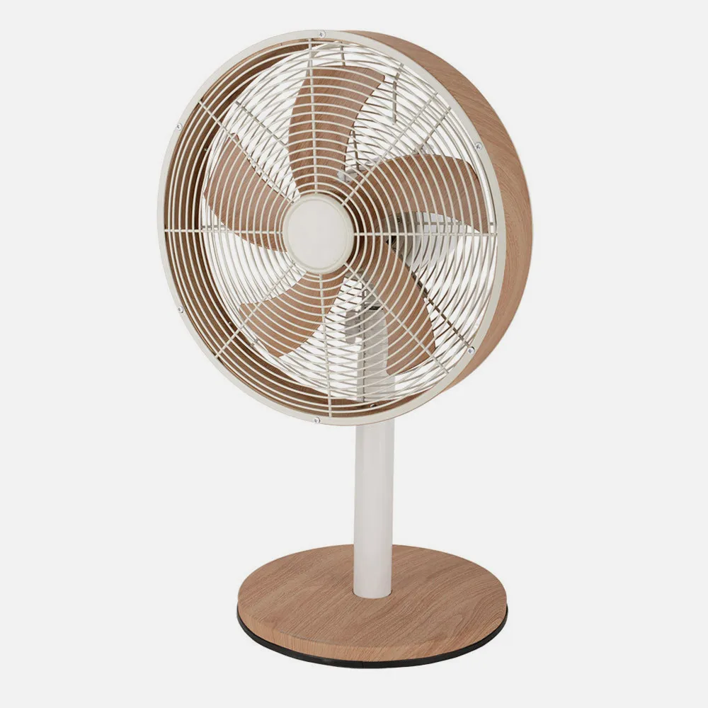 Ventilador Sobremesa Alcañiz Blanco/haya 3vel.45w 5 Aspas Oscilante Y Rotatorio 59x35x28cm