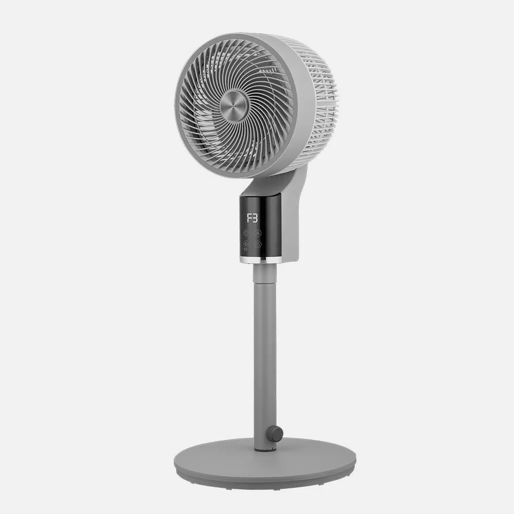 Ventilador De Pie Persa Gris/cromo 50w 3vel Regx33x33cm Oscilante, Display, Remoto Y Temporizador