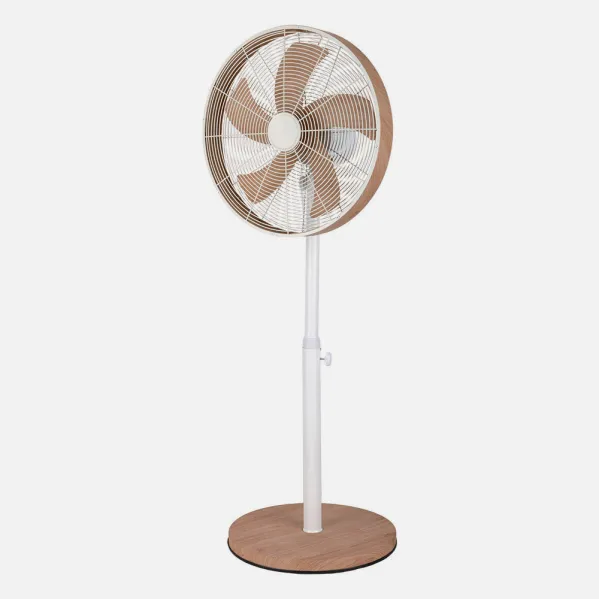 Ventilador De Pie Alcañiz Blanco/haya 3vel.50w.5aspas Oscilante Y Rotatorio Regx45x37cm