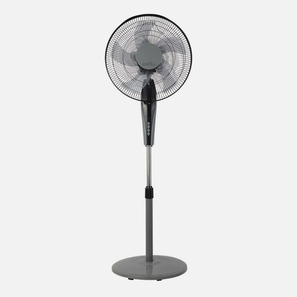 Ventilador De Pie Borlon Negro/gris 3 Vel.55w 5x2aspas Orientable+ Remoto+ Temporizador Regx43x40 Cm