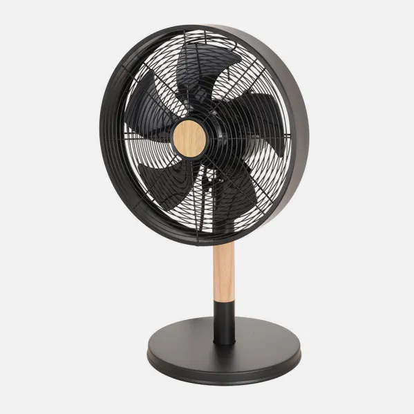 Ventilador Sobremesa Falcon Negro/haya 3vel.45w 5 Asp. Oscilante Y Rotatorio 59x35x28cm