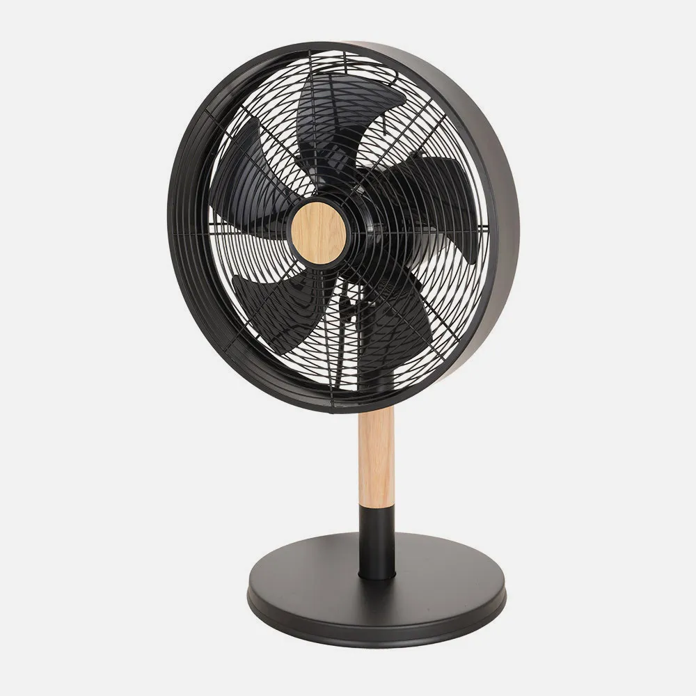 Ventilador Sobremesa Falcon Negro/haya 3vel.45w 5 Asp. Oscilante Y Rotatorio 59x35x28cm