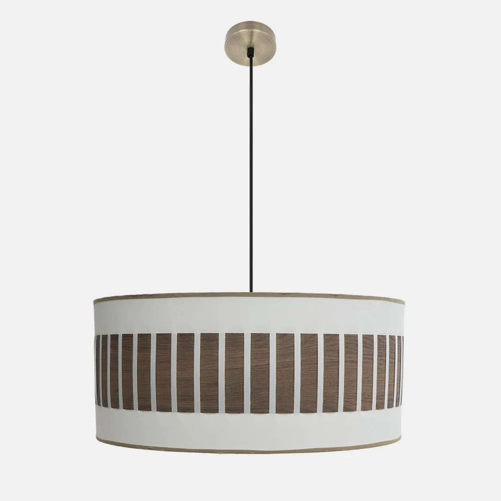 Colgante Ivanna 3xe27 Cuero/blanco-madera Oscura Regx60x60 Cm