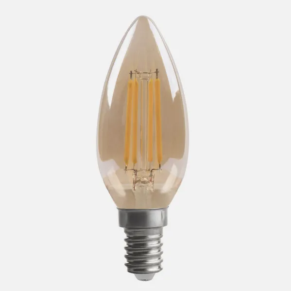 Bombilla Filamento Vela 10x3,5d 4w Regulable E14  330lm Ambar 2700k