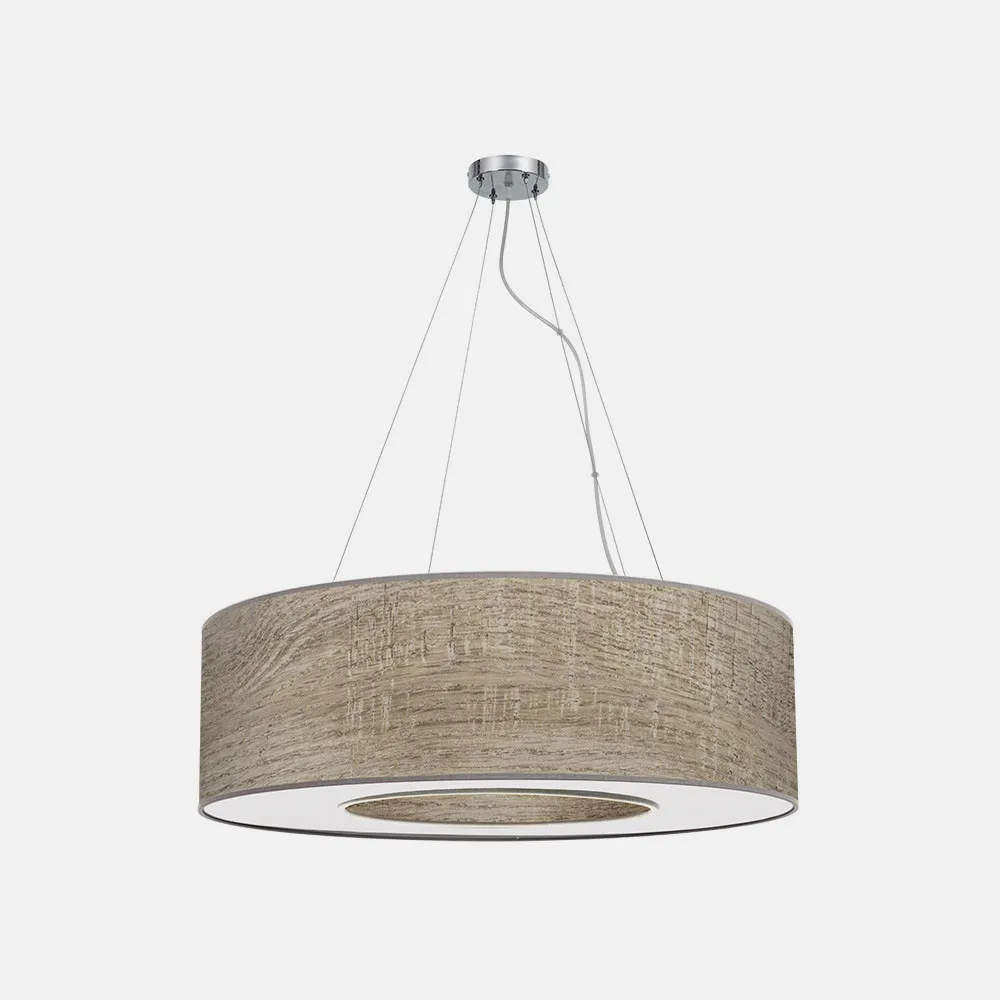 Colgante Mediano Haiti 4xe27 Cromo/Madera Gris Regx65x65 Cm