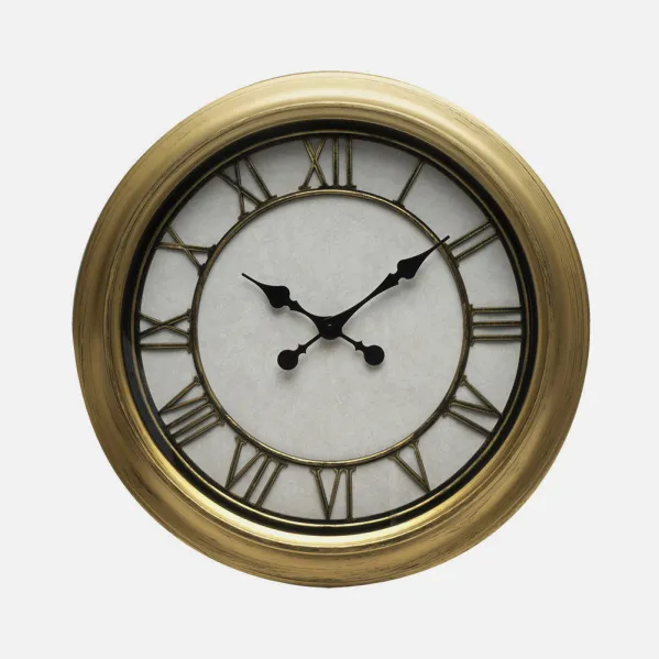 Reloj De Pared Almita Oro 60d Agujas Retro Industrial Gran Tamaño Numeros Romanos