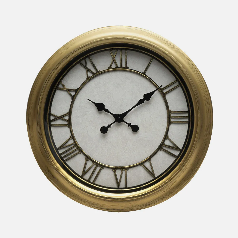 Reloj De Pared Almita Oro 60d Agujas Retro Industrial Gran Tamaño Numeros Romanos