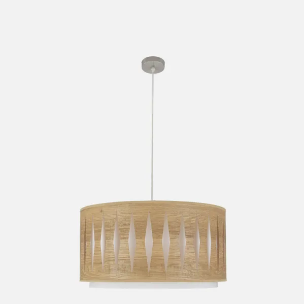 Colgante Alexandra 2xe27 Niquel/madera Clara Regx50x50 cm