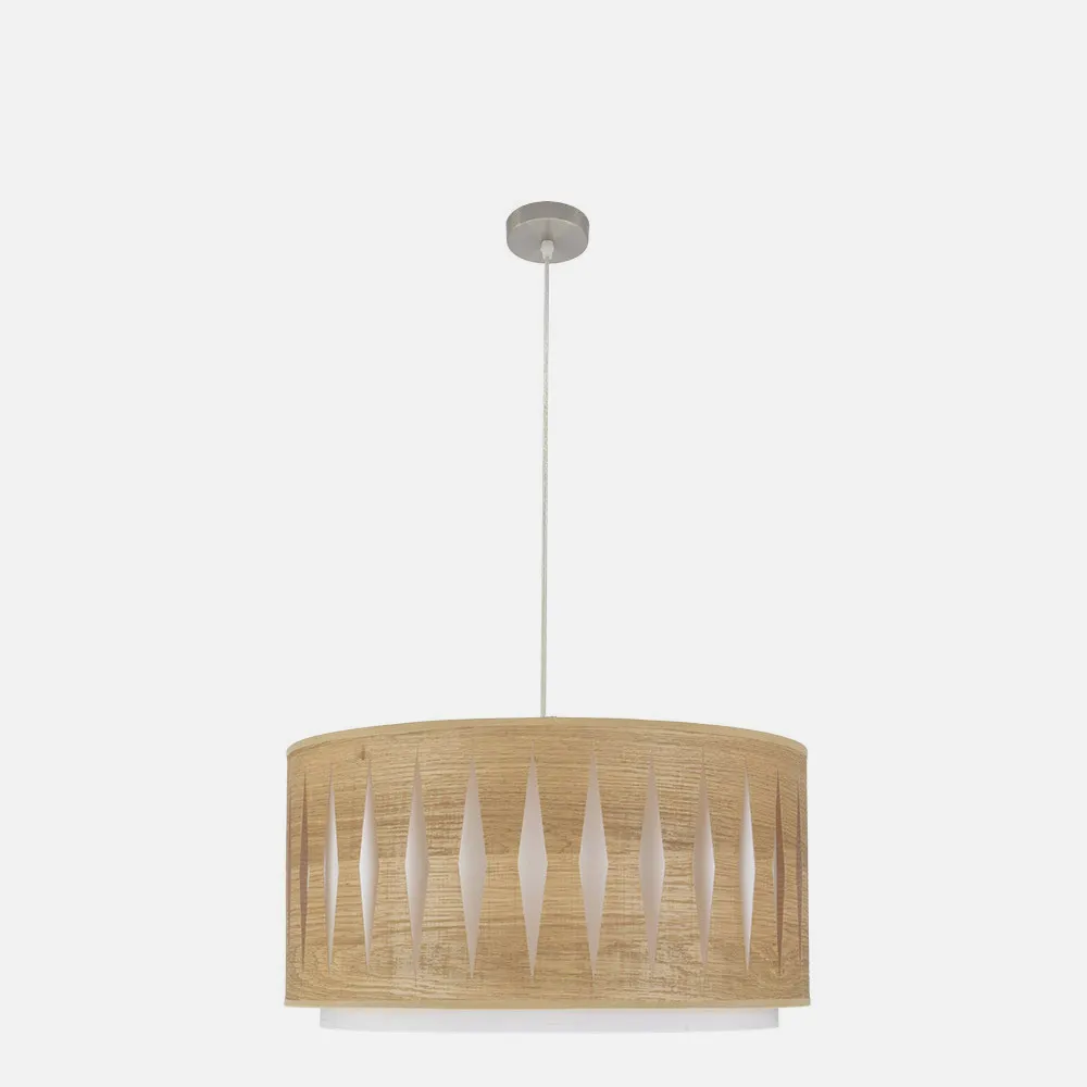 Colgante Alexandra 2xe27 Niquel/madera Clara Regx50x50 cm