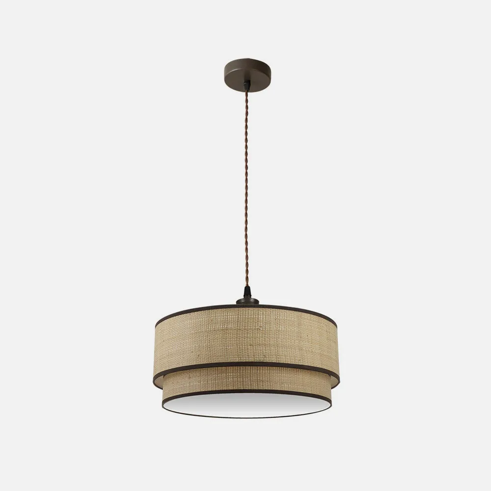 Colgante Roque 2xe27 Natural/marron Regx50x50 Cm
