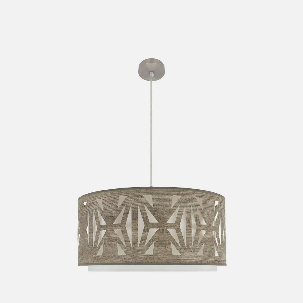 Colgante Katerina 3xe27 Niquel/madera Gris Regx60x60 cm