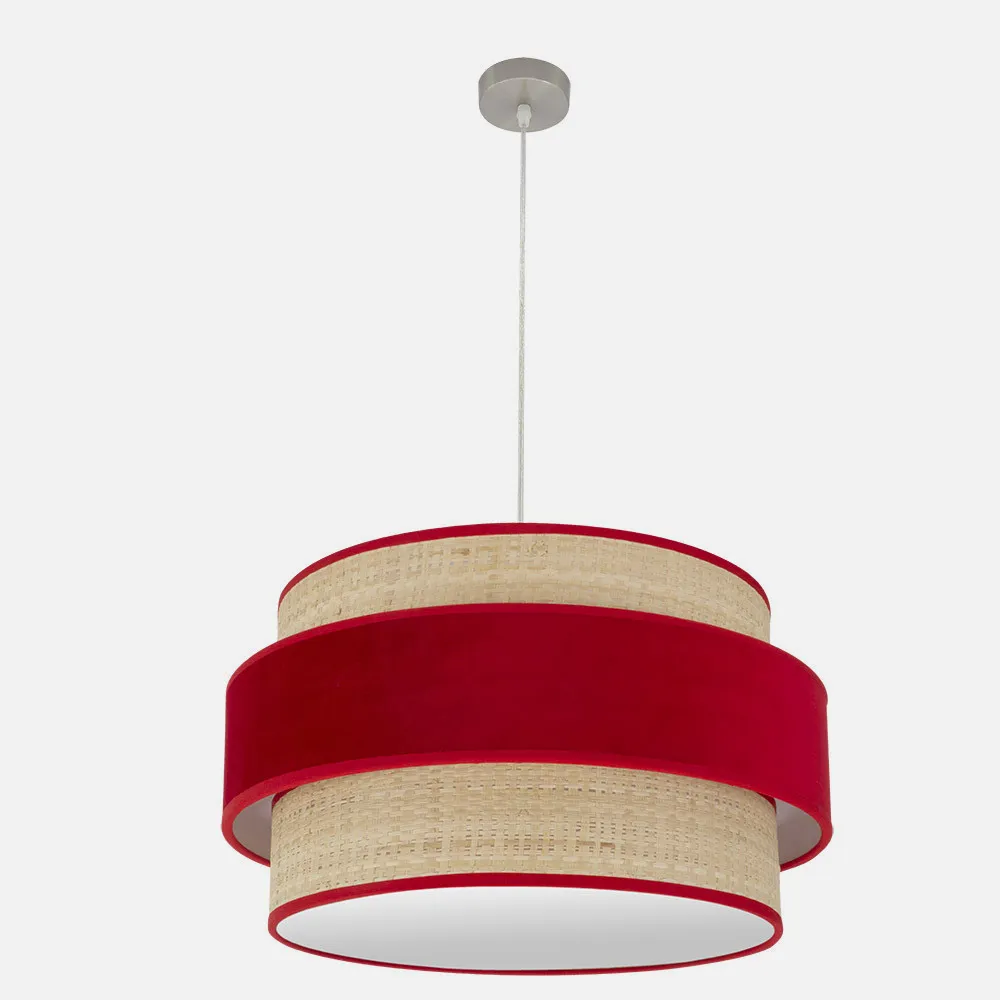 Colgante Reyes 3xe27 Niquel/natural-rojo Regx60x60 Cm