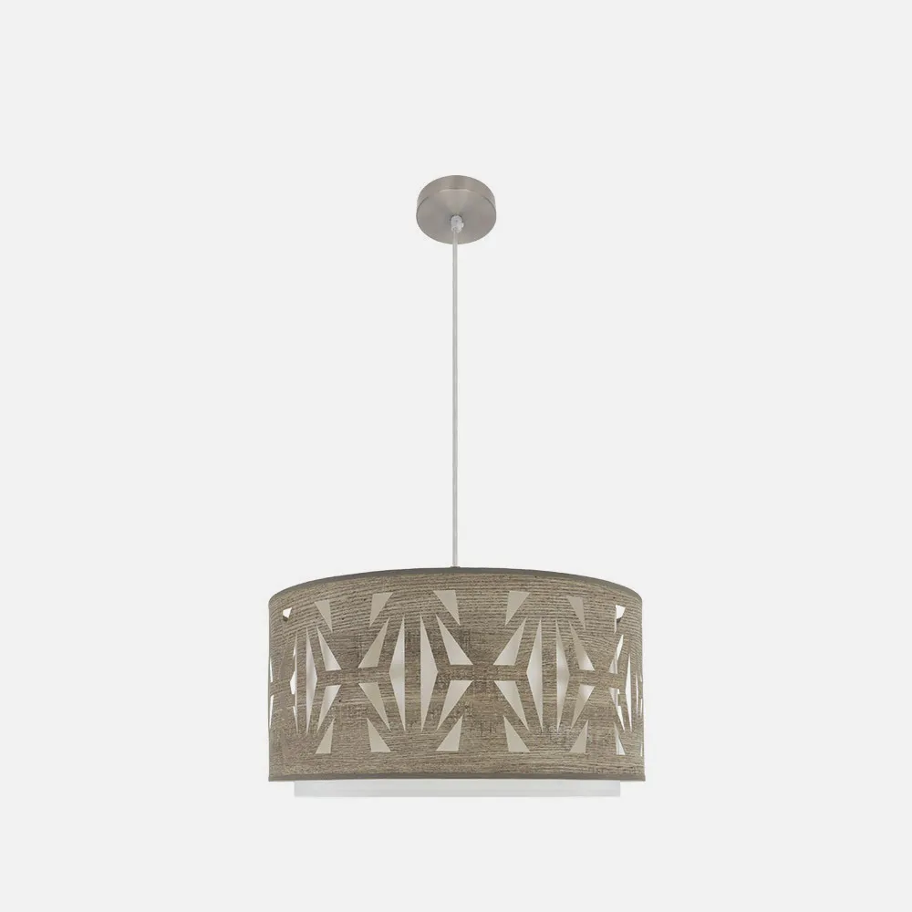 Colgante Katerina 2xe27 Niquel/madera Gris Regx50x50 cm