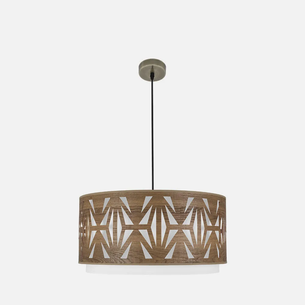 Colgante Katerina 3xe27Cuero/madera Oscura Regx60x60 cm