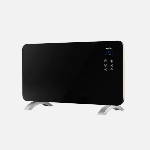 Emisor Termico Cristal Himalaya 1500w Negro 2pot encias Xaluminio,remoto,temporizador,ip24 38x76x6,86 Cm