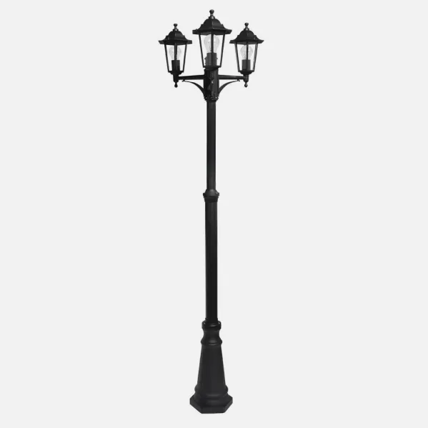 Farola Exterior Aluminio Auriga 3xe27 Negro Ip44 220x62x62 Cm  Regulable En Altura
