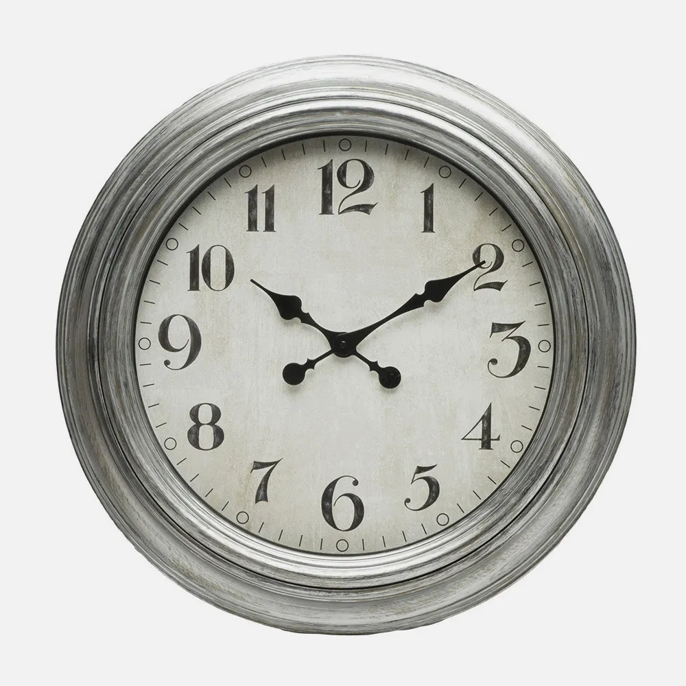 Reloj De Pared Iniko Plata 61d Agujas Retro Gran Tamaño
