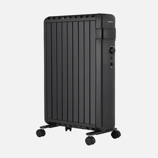 Radiador Aceite Polonia 2000w Negro Aletas Cerradas 9elementos 3Potencias Antivuelco Prot.seguridad 63,5x45x24,5 Cm