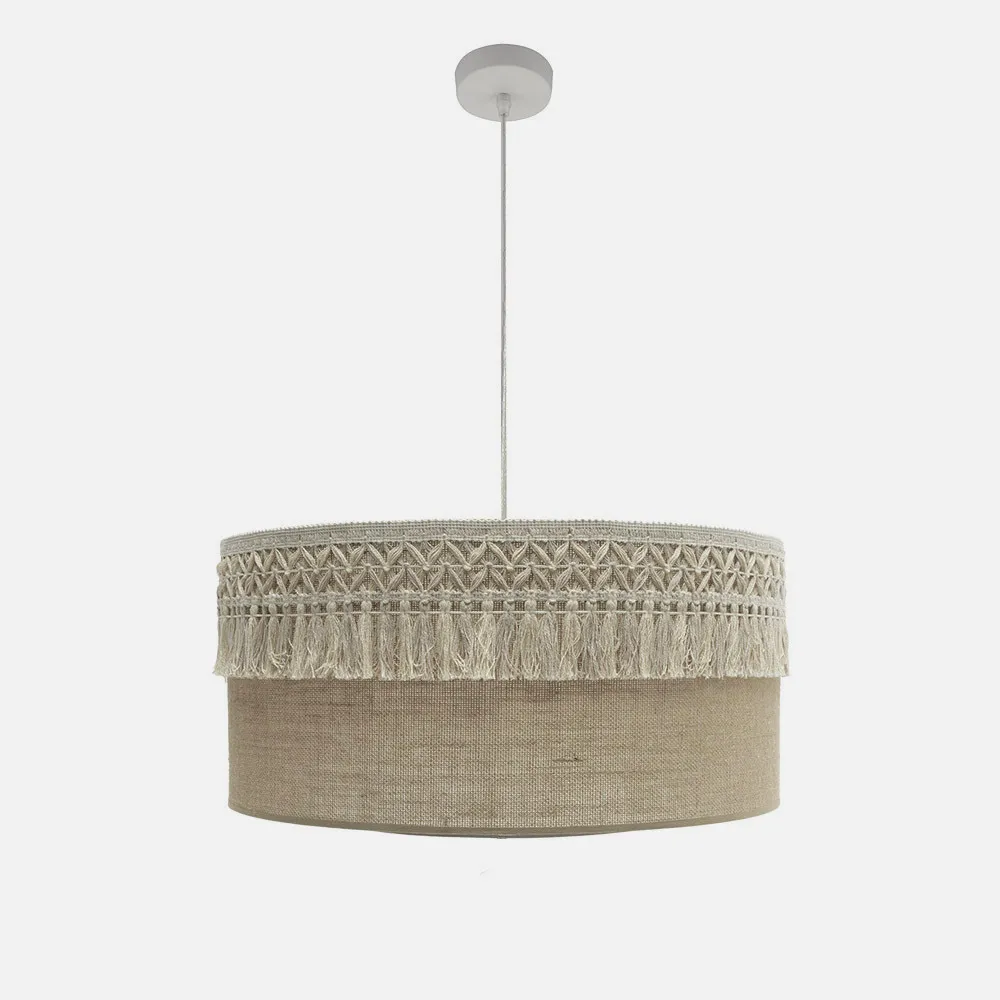 Colgante Ekaterina 3xe27 Blanco/saco Regx60x60 Cm Con Pasamaneria