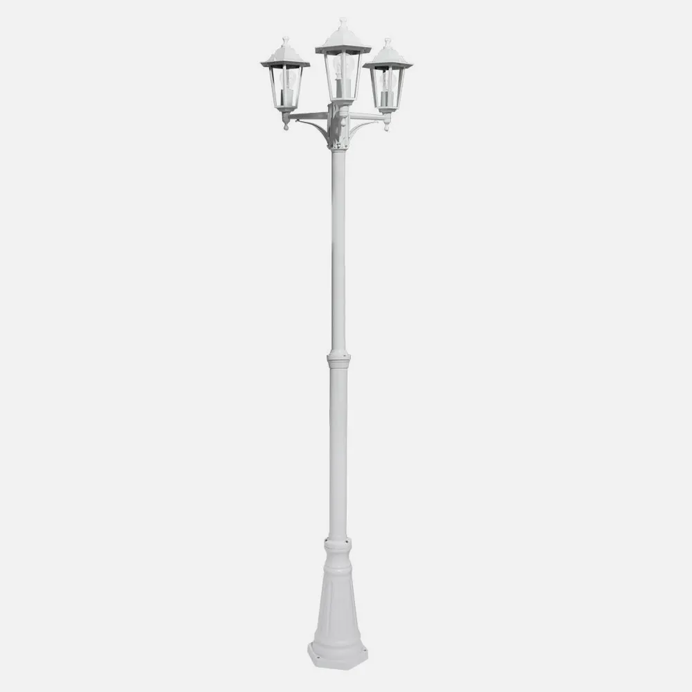 Farola Exterior Aluminio Auriga 3xe27 Blanco Ip44 220x62x62 Cm  Regulable En Altura