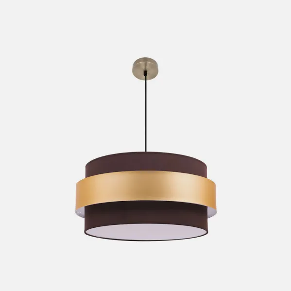 Colgante Bremen Cuero/marron-oro 3xe27 Regx50x50 Cm