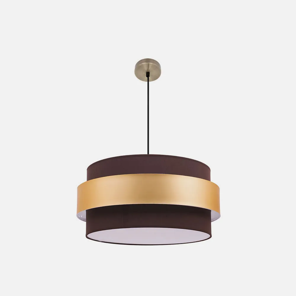 Colgante Bremen Cuero/marron-oro 3xe27 Regx50x50 Cm
